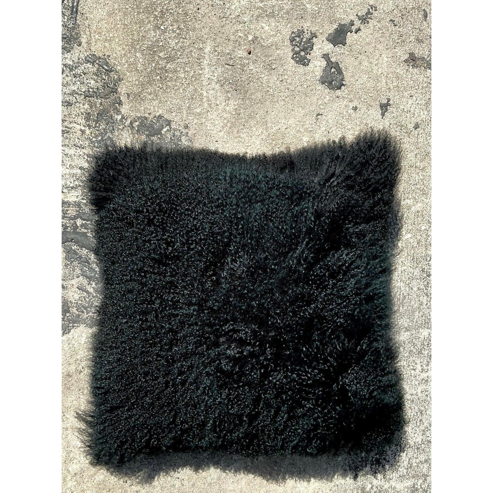 Fur Vintage Boho Curly Lamb Throw Pillow For Sale