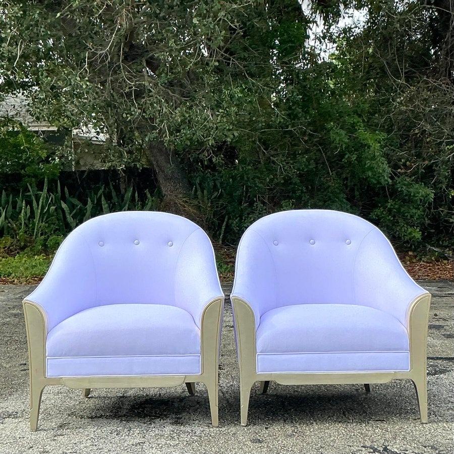 Vintage Boho Currey und Unternehmen Slope Lounge Stühle - ein Paar (Hollywood Regency) im Angebot