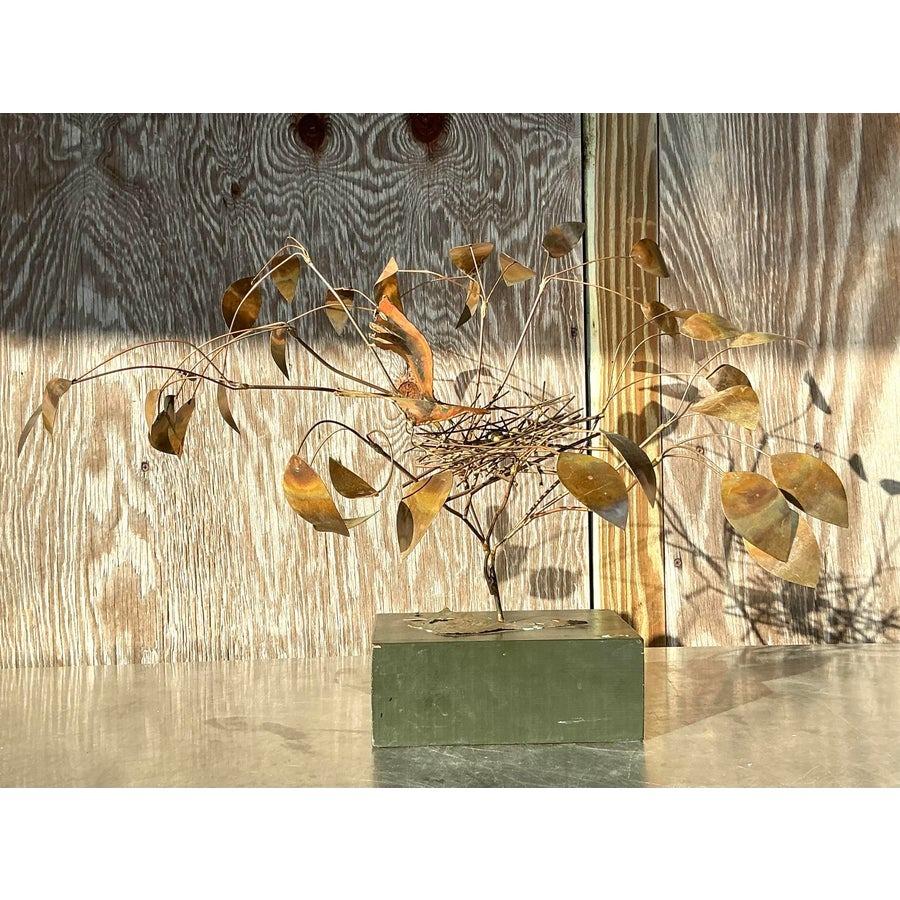 XX secolo Scultura ad albero vintage di Curtis Jere, uccello in nido, Vintage By in vendita