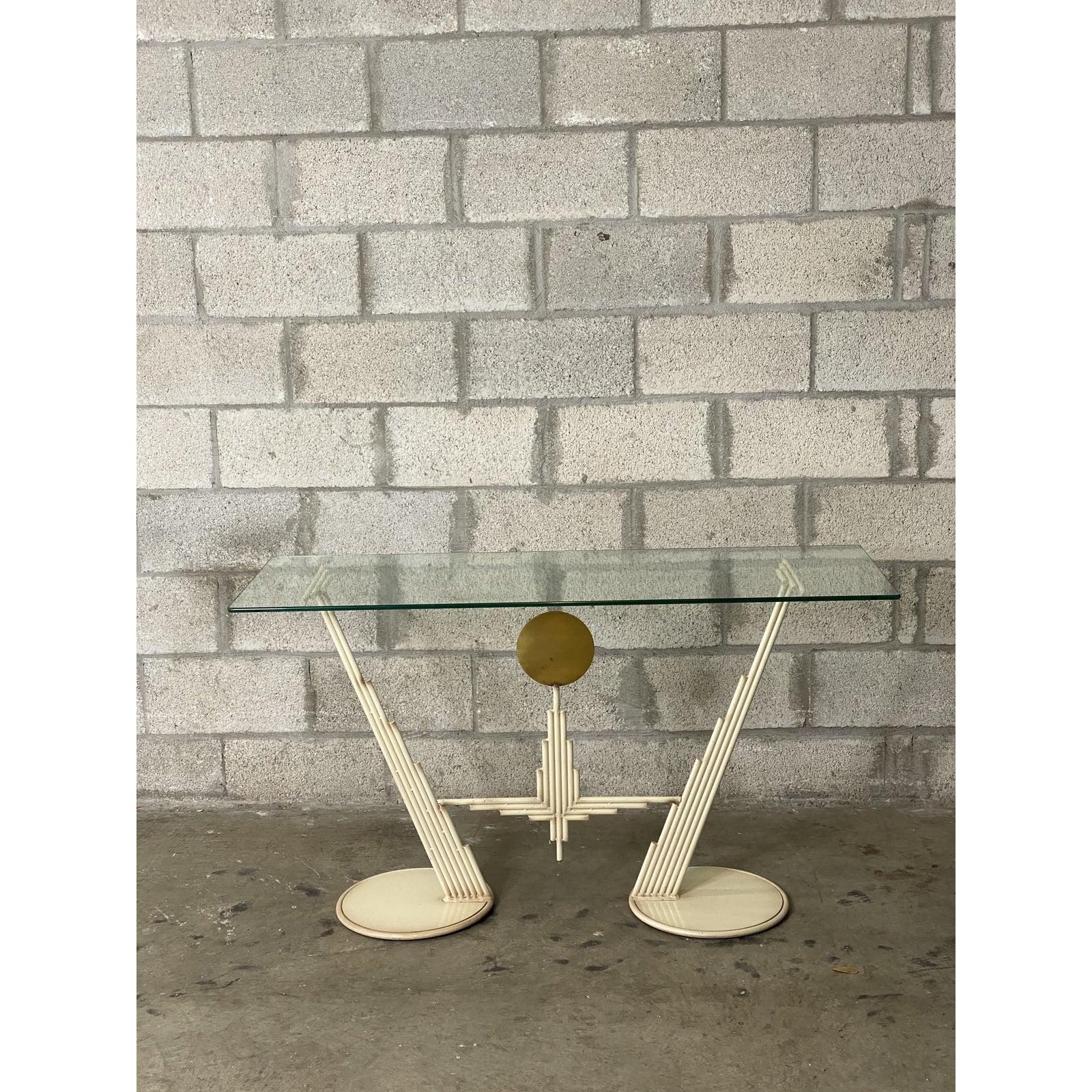 Vintage Boho Curtis Jere Medallion Console In Good Condition In west palm beach, FL