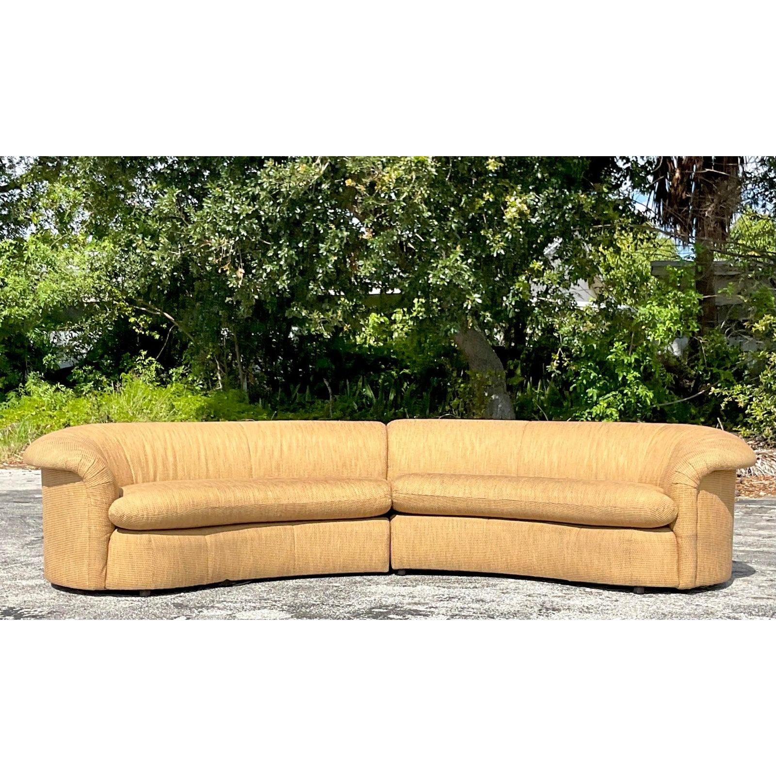Vintage Boho Curved Sectional Sofa 5
