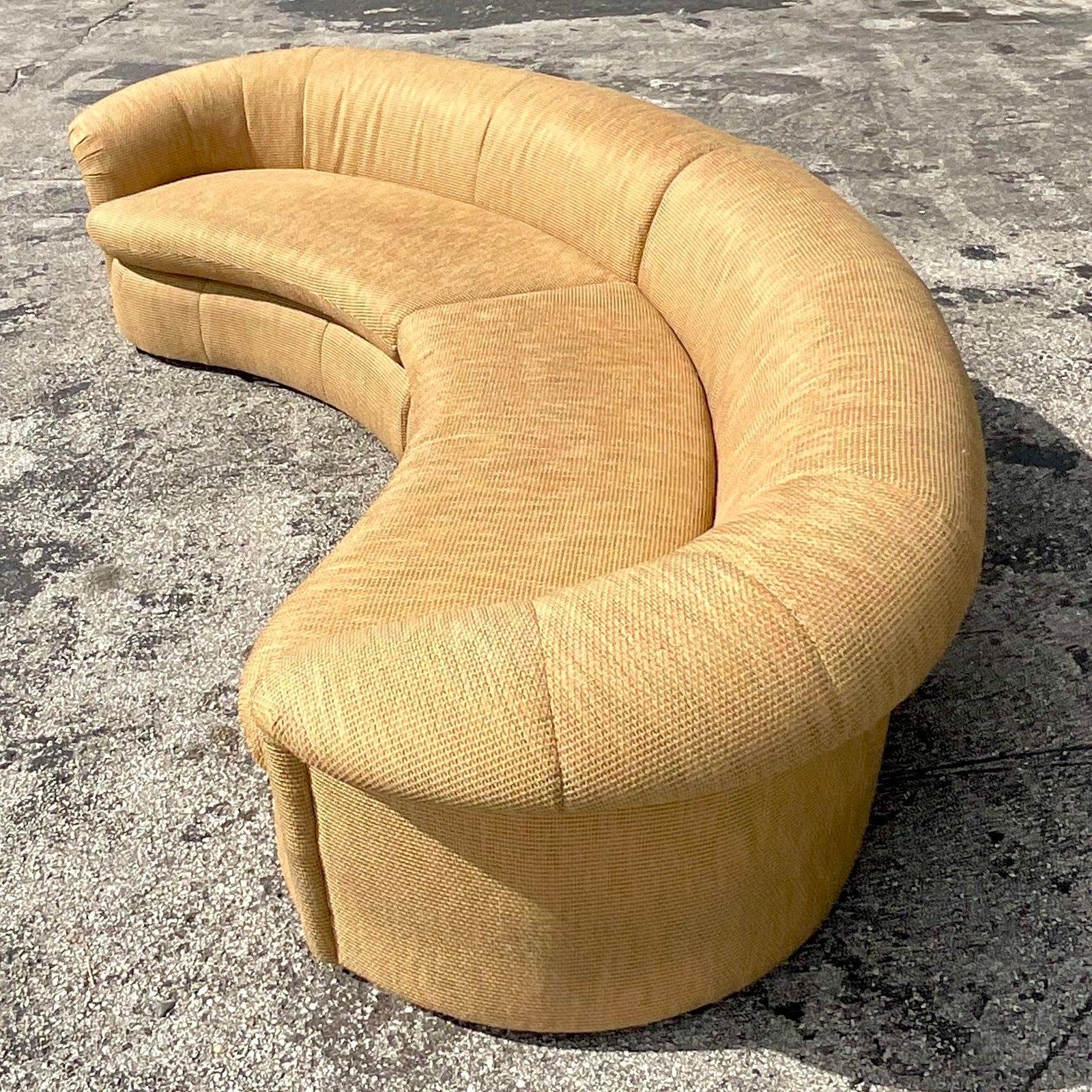 North American Vintage Boho Curved Sectional Sofa