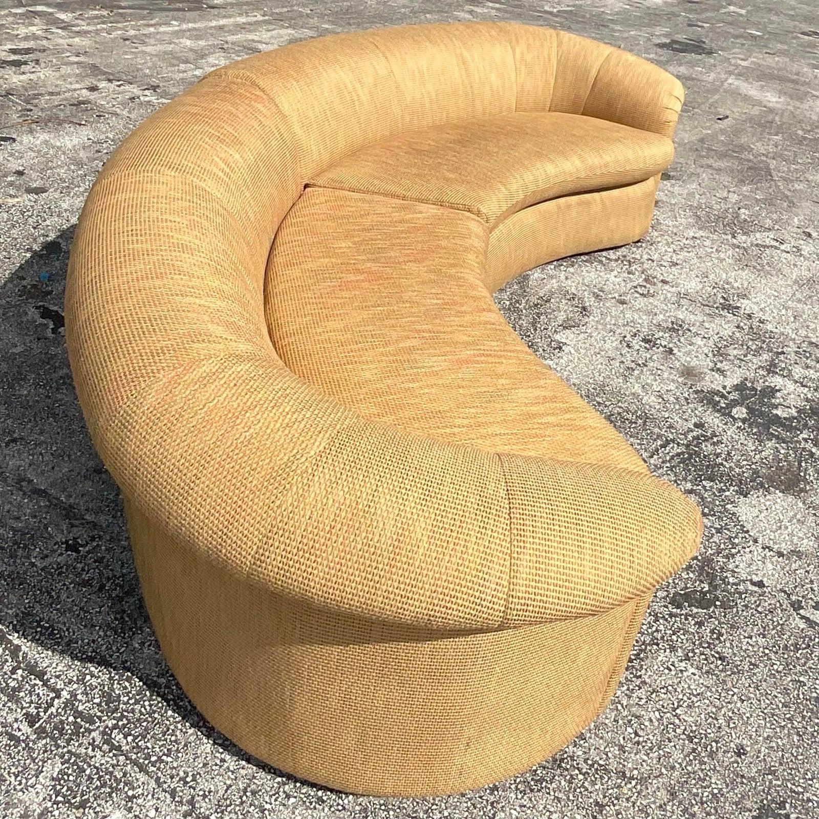 Fabric Vintage Boho Curved Sectional Sofa