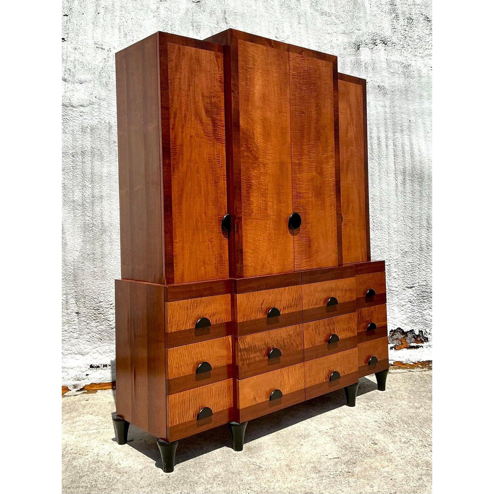 20th Century Vintage Boho Custom Burl Cabinet For Sale