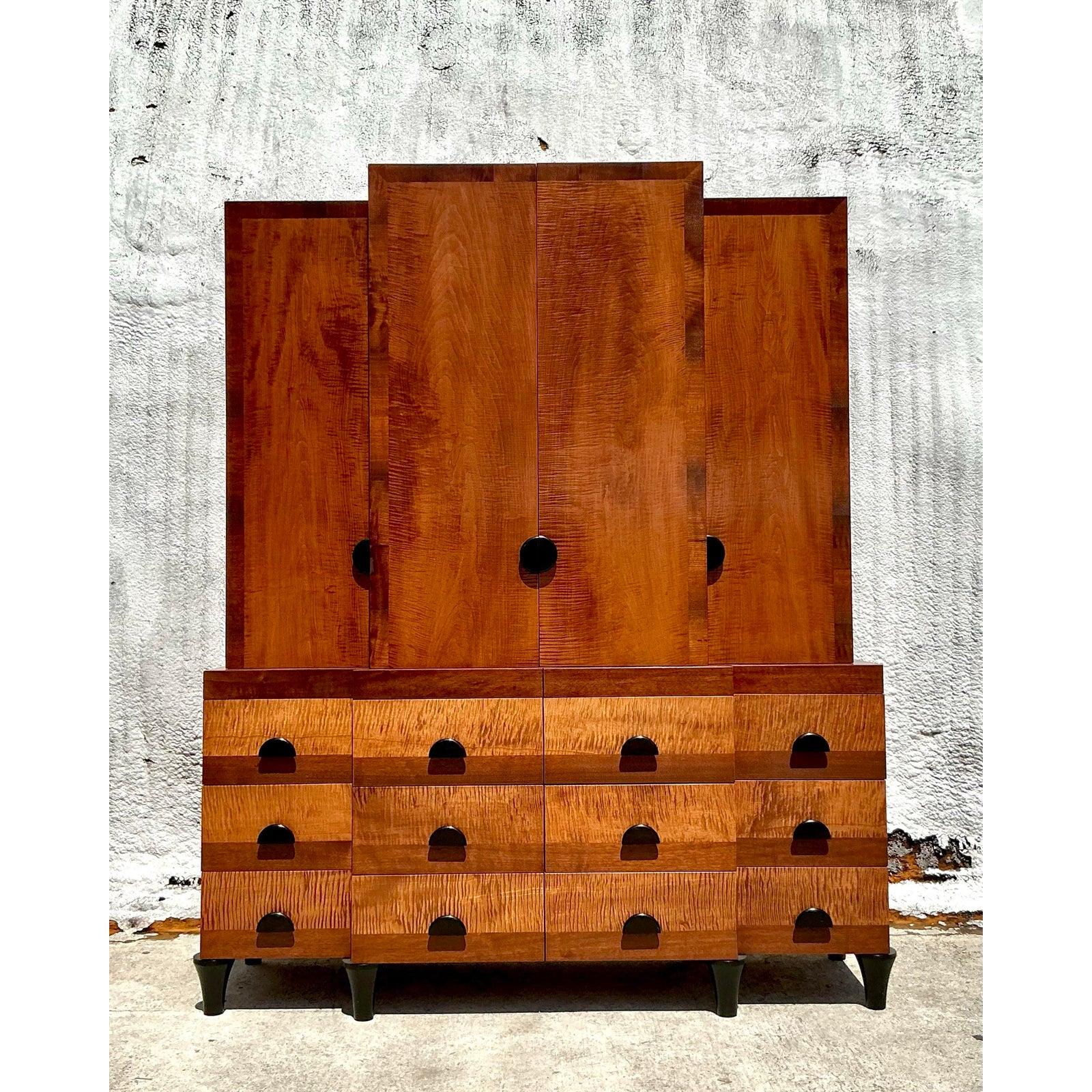 Vintage Boho Custom Burl Cabinet For Sale 1