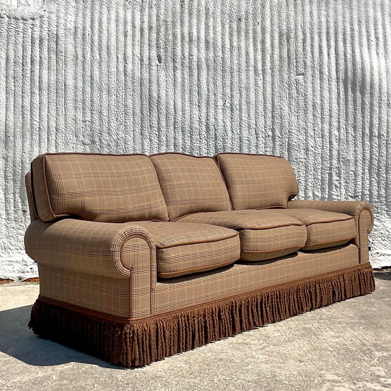 vintage plaid couch