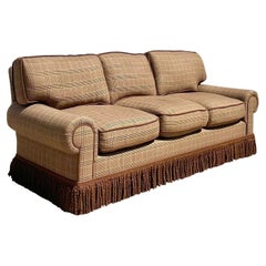 Vintage Boho Custom Down Filled Schumacher Glencheck Plaid Sofa