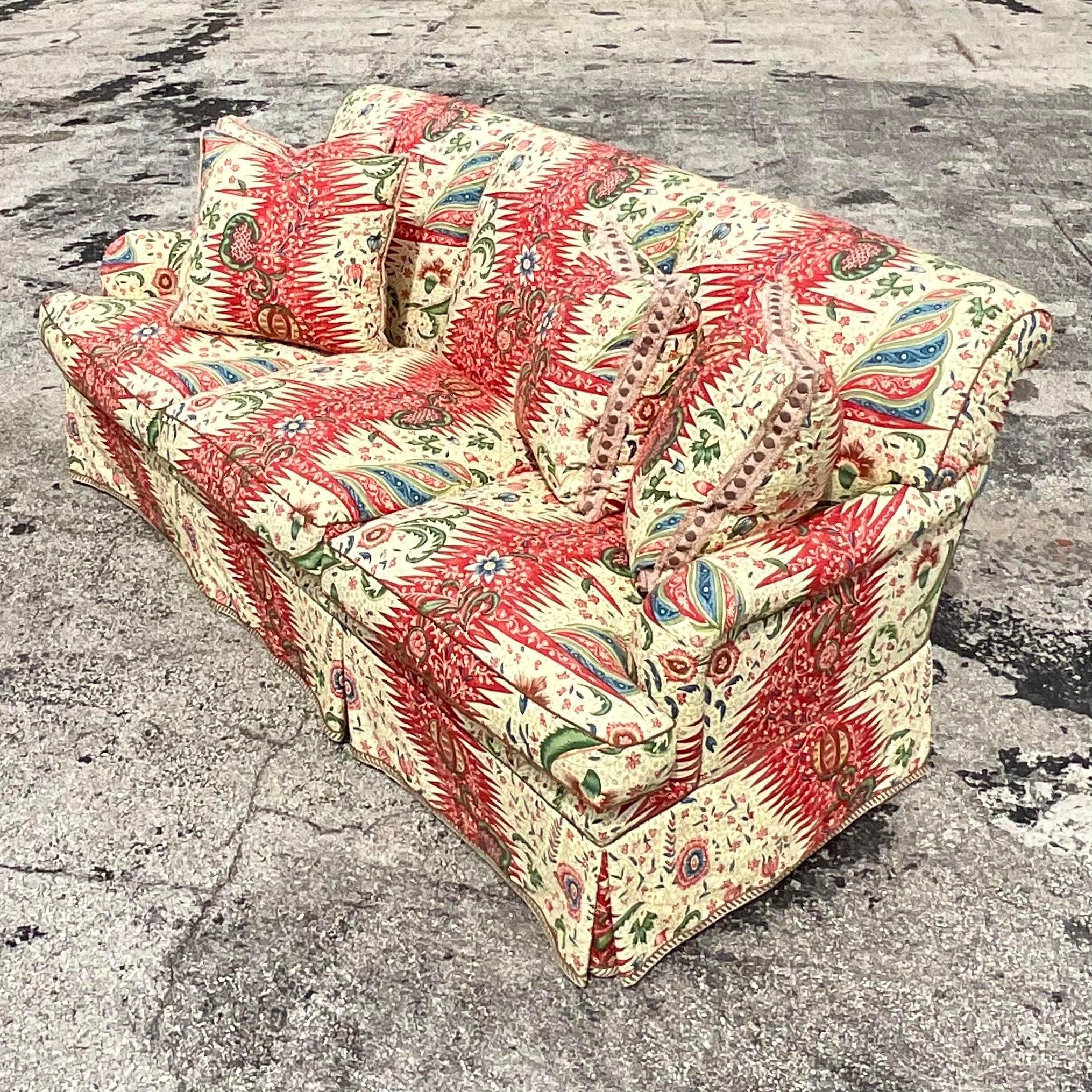 Vintage Boho Custom Down Sofa in Pierre Frey “La Rivière Enchantee” 5