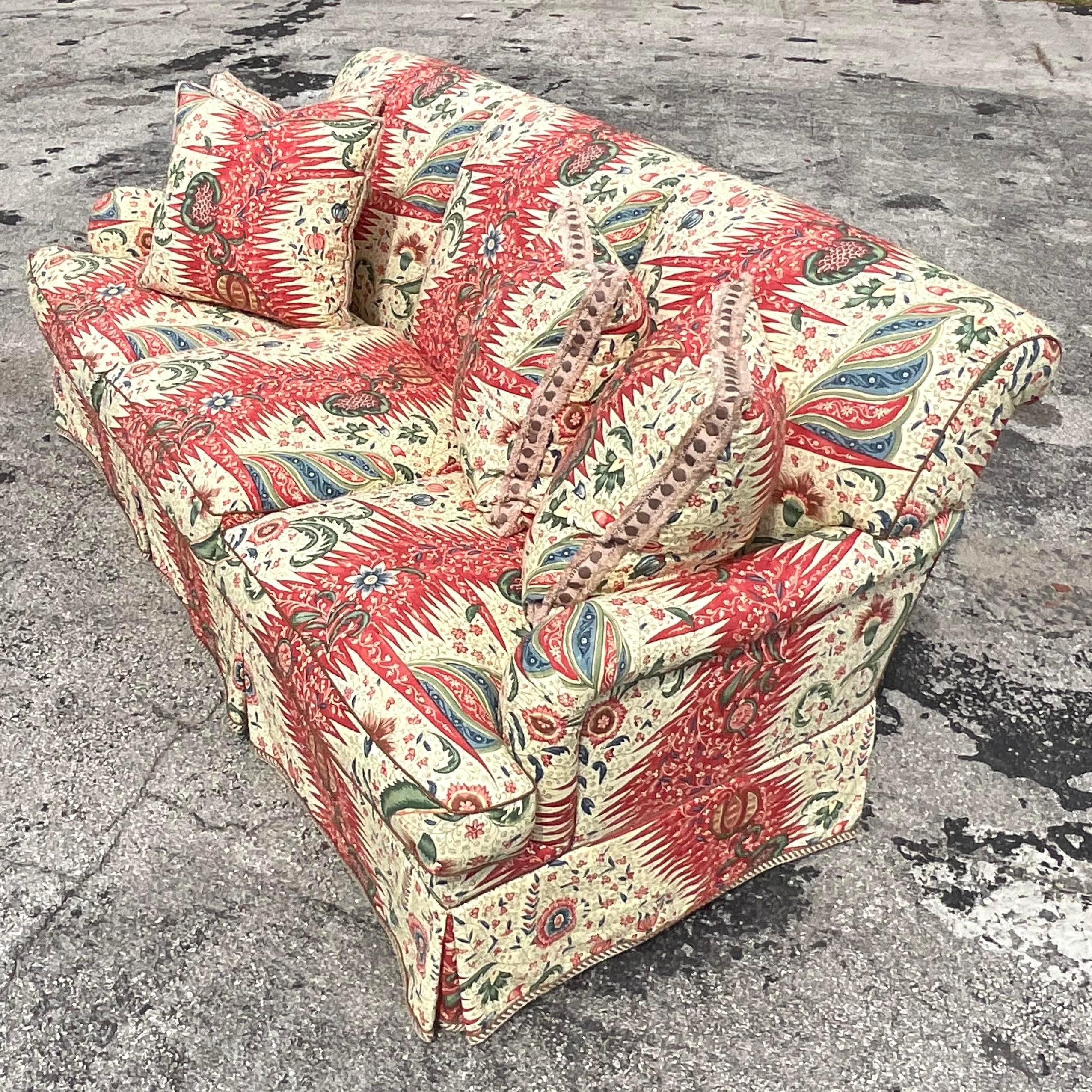 Vintage Boho Custom Down Sofa in Pierre Frey “La Rivière Enchantee” 6