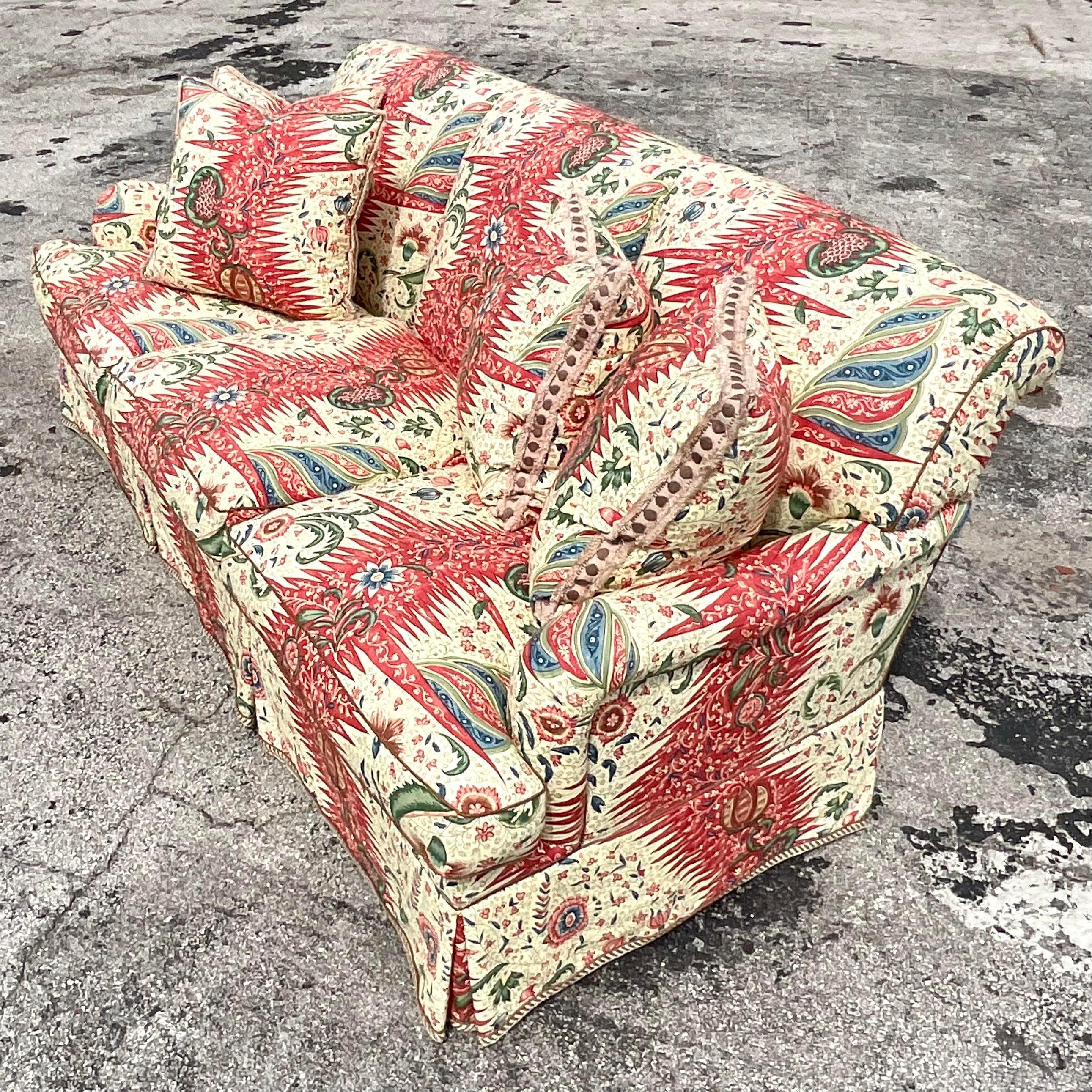 Vintage Boho Custom Down Sofa in Pierre Frey “La Rivière Enchantee” 2