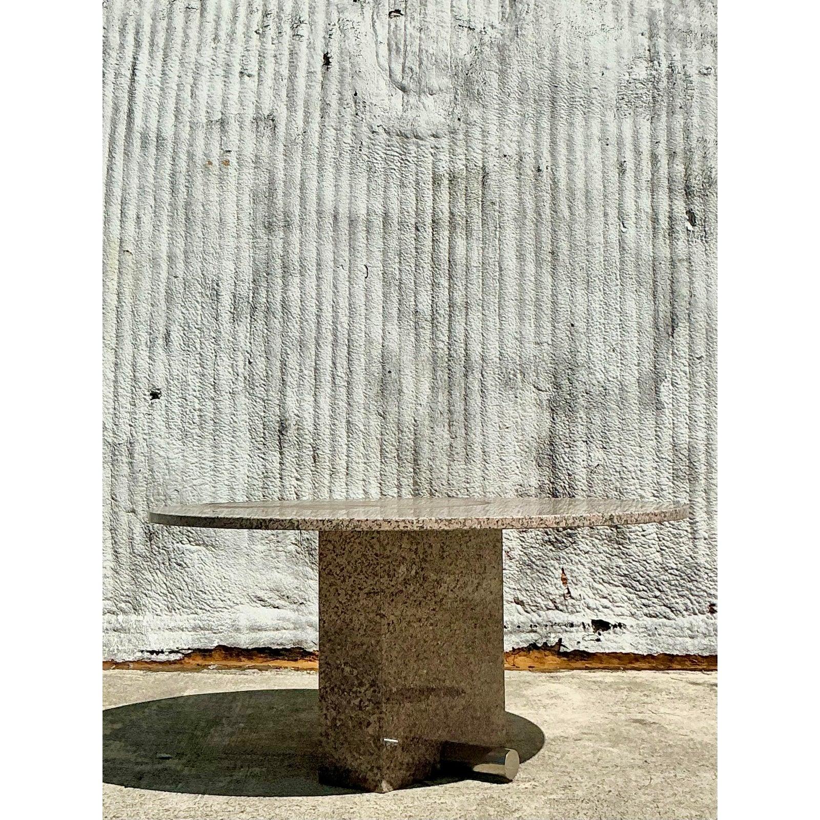 Modern Vintage Boho Custom Granite Dining Table For Sale