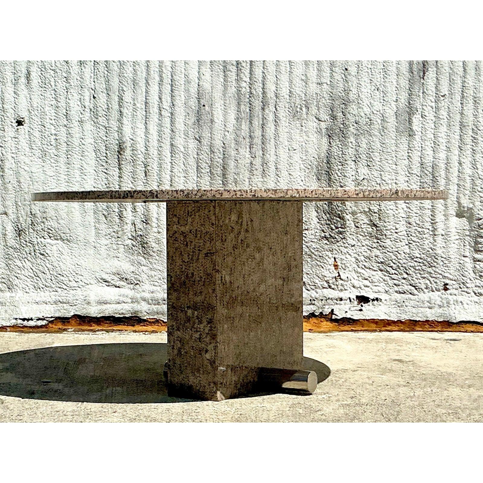 American Vintage Boho Custom Granite Dining Table For Sale