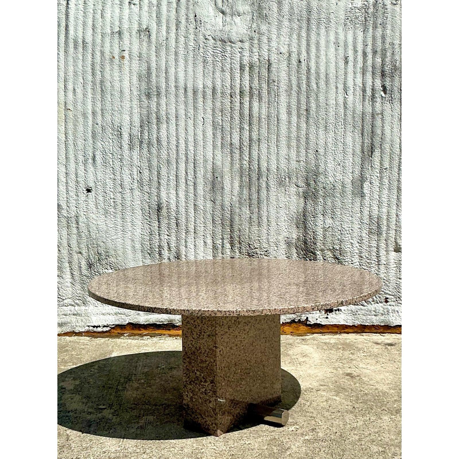 Vintage Boho Custom Granite Dining Table In Good Condition For Sale In west palm beach, FL