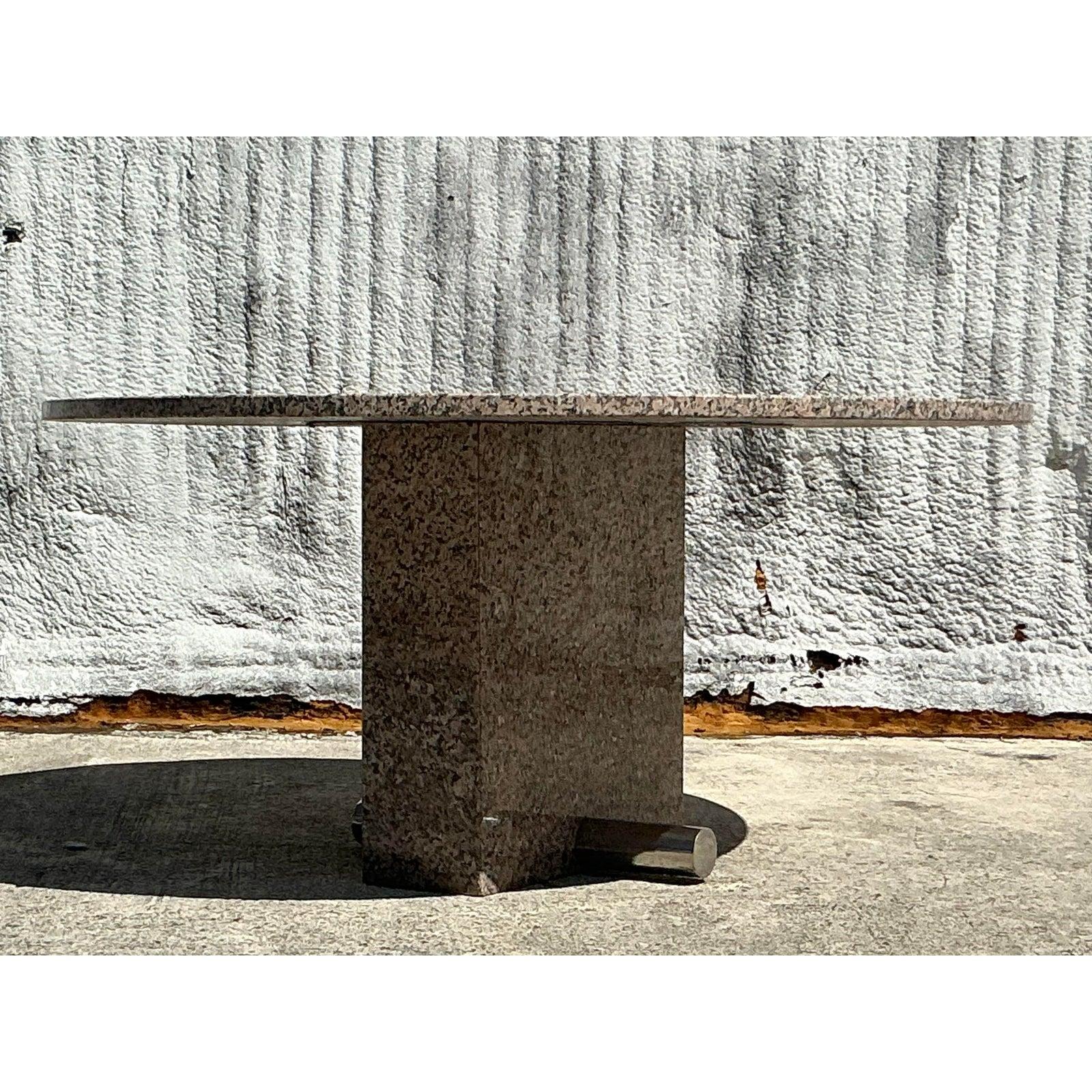 20th Century Vintage Boho Custom Granite Dining Table For Sale