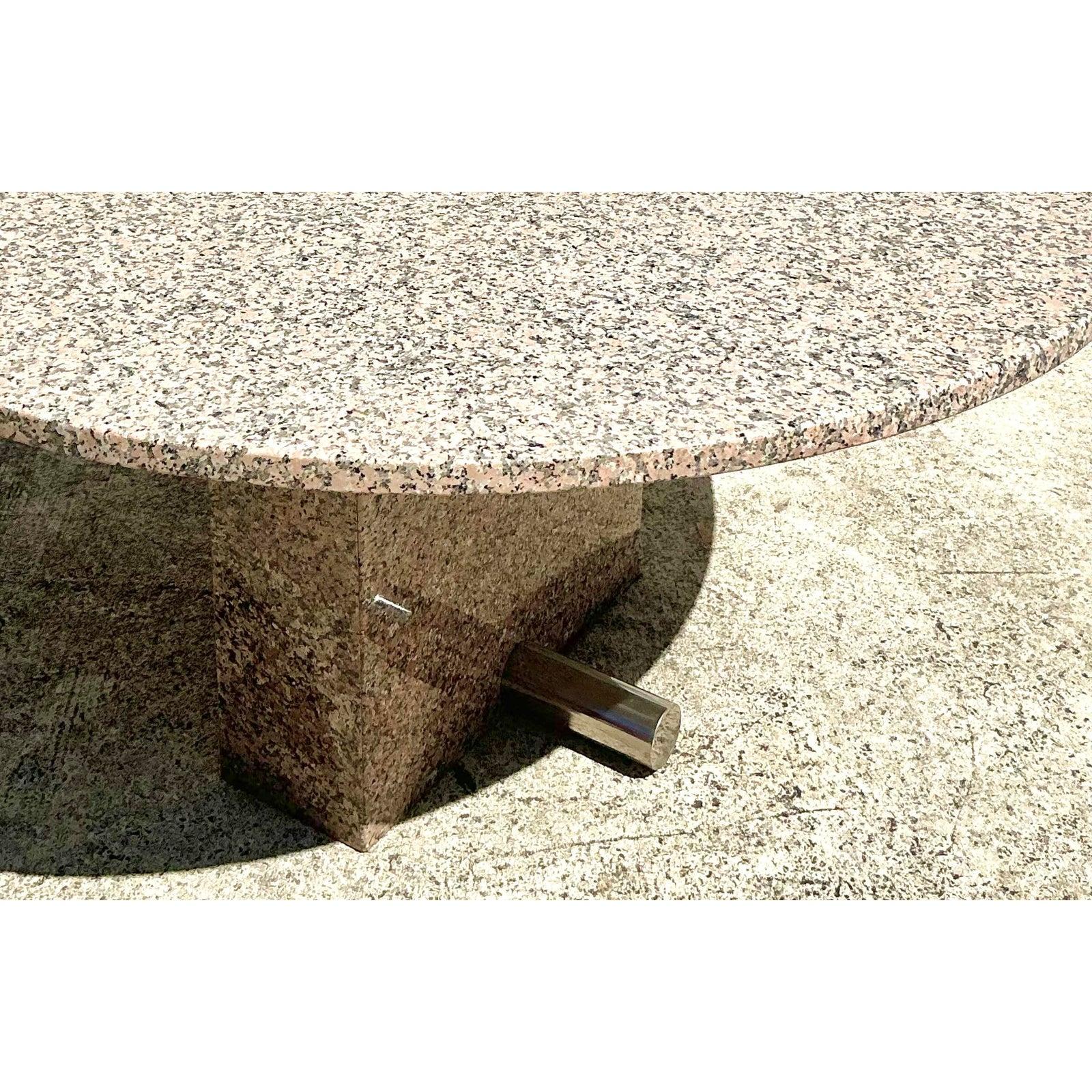 Vintage Boho Custom Granite Dining Table For Sale 2
