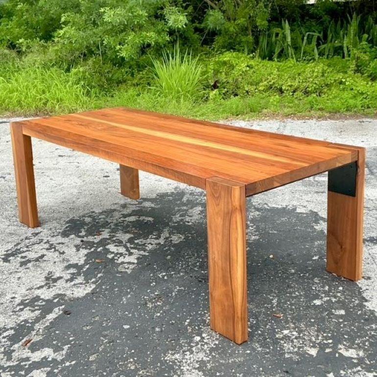 Rustic Vintage Boho Custom Plank Dining Table For Sale