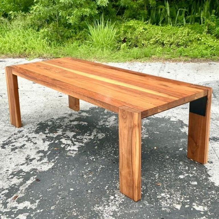 American Vintage Boho Custom Plank Dining Table For Sale