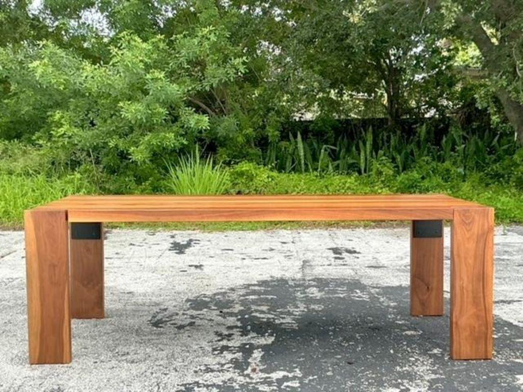 Vintage Boho Custom Plank Dining Table In Good Condition For Sale In west palm beach, FL