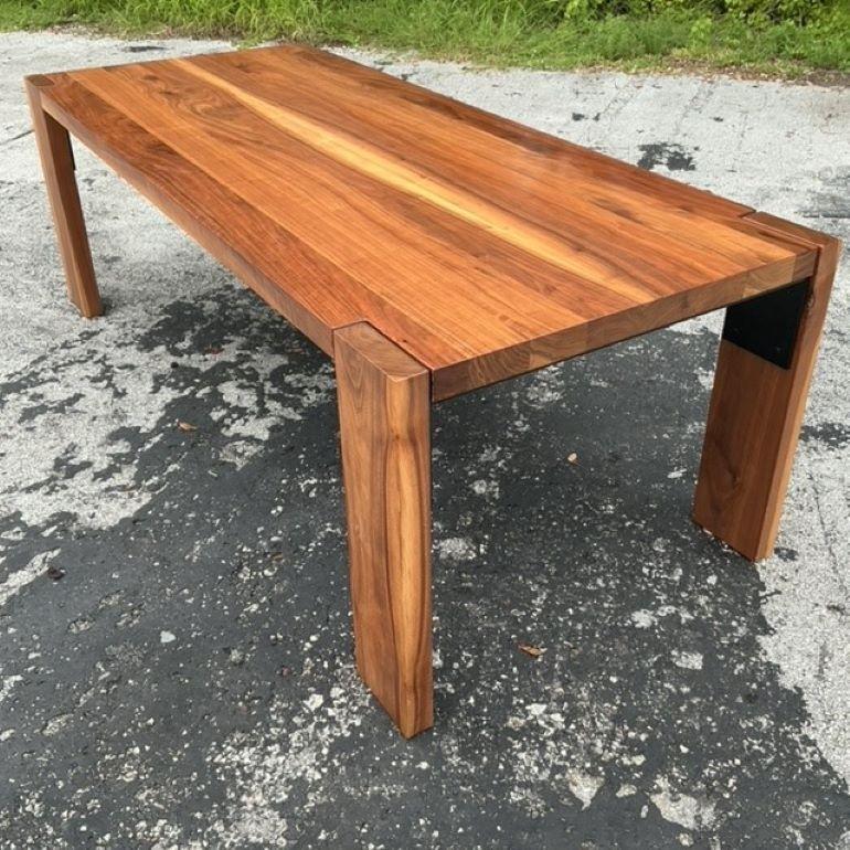 Wood Vintage Boho Custom Plank Dining Table For Sale