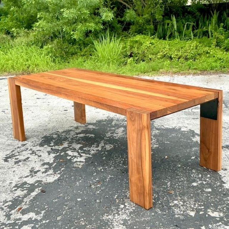 Vintage Boho Custom Plank Dining Table For Sale 1