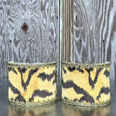 Vintage Boho Custom Scalamandre Half Lamp Shades - a Pair