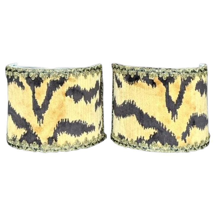 Vintage Boho Custom Scalamandre Half Lamp Shades - a Pair