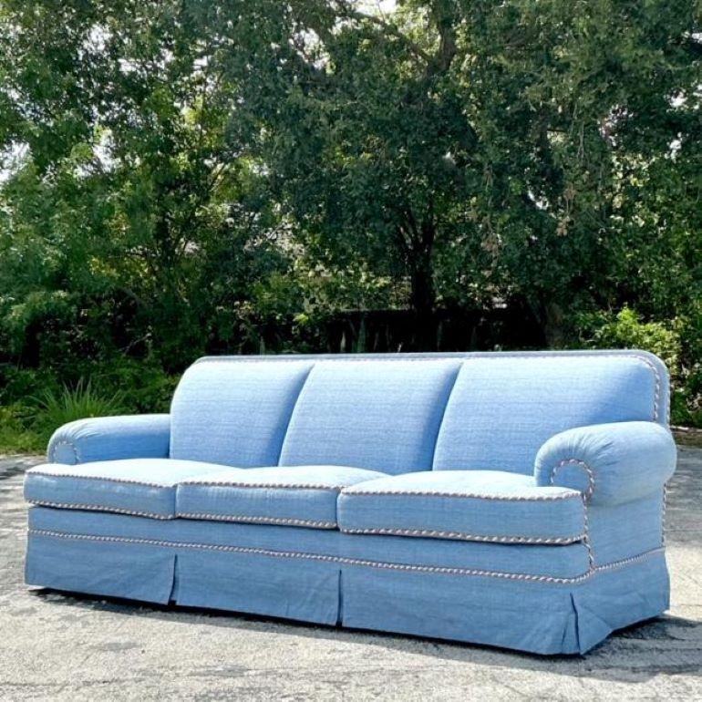 This vintage Boho sofa, custom-made by the Schwartz Collection for designer Juan Pablo Molyneux, exudes Parisian elegance with a unique, eclectic flair. A statement piece that combines luxurious craftsmanship with artistic charm.