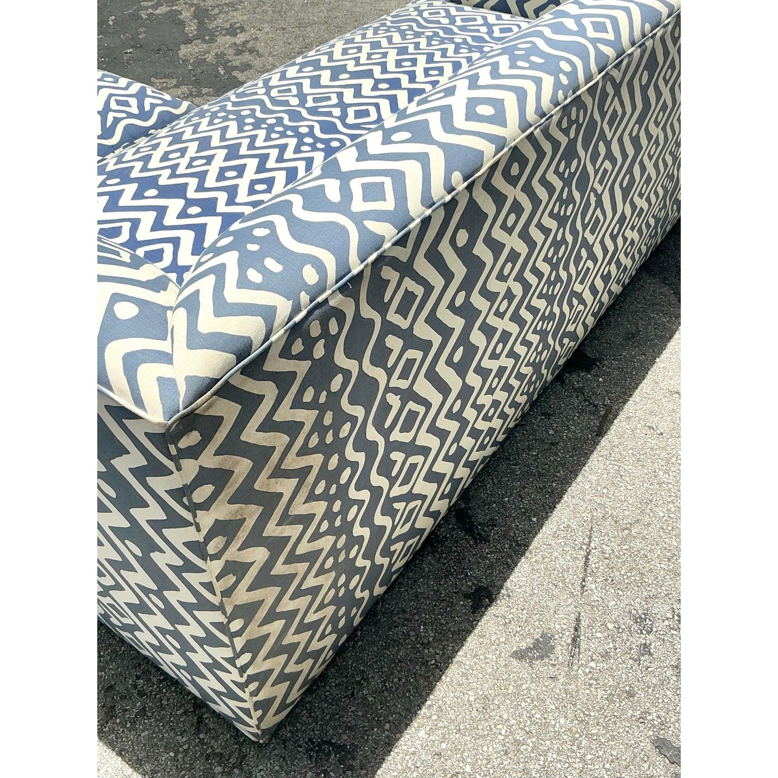 Vintage Boho Custom Sectional Sofa in Quadrille 
