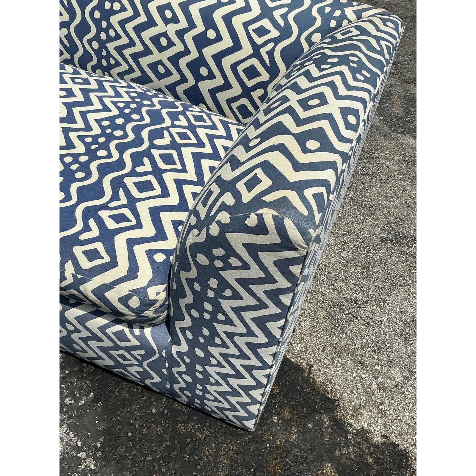 Vintage Boho Custom Sectional Sofa in Quadrille 