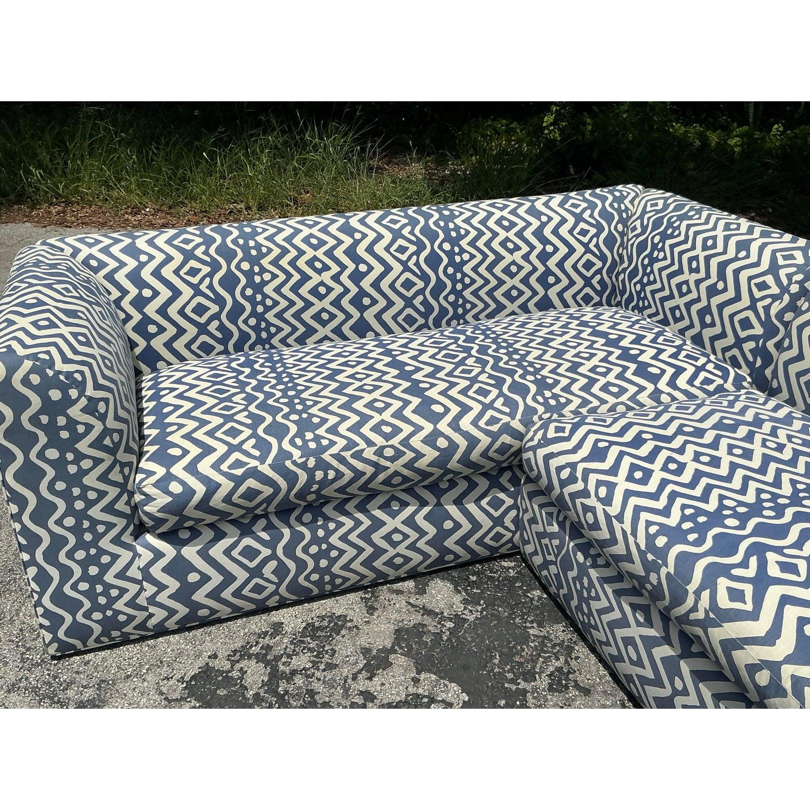 Vintage Boho Custom Sectional Sofa in Quadrille 