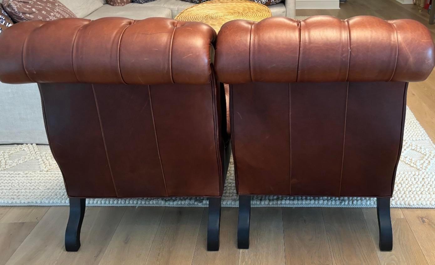 Vintage Boho Custom Tufted Leather Slipper Chair After George Smith 1