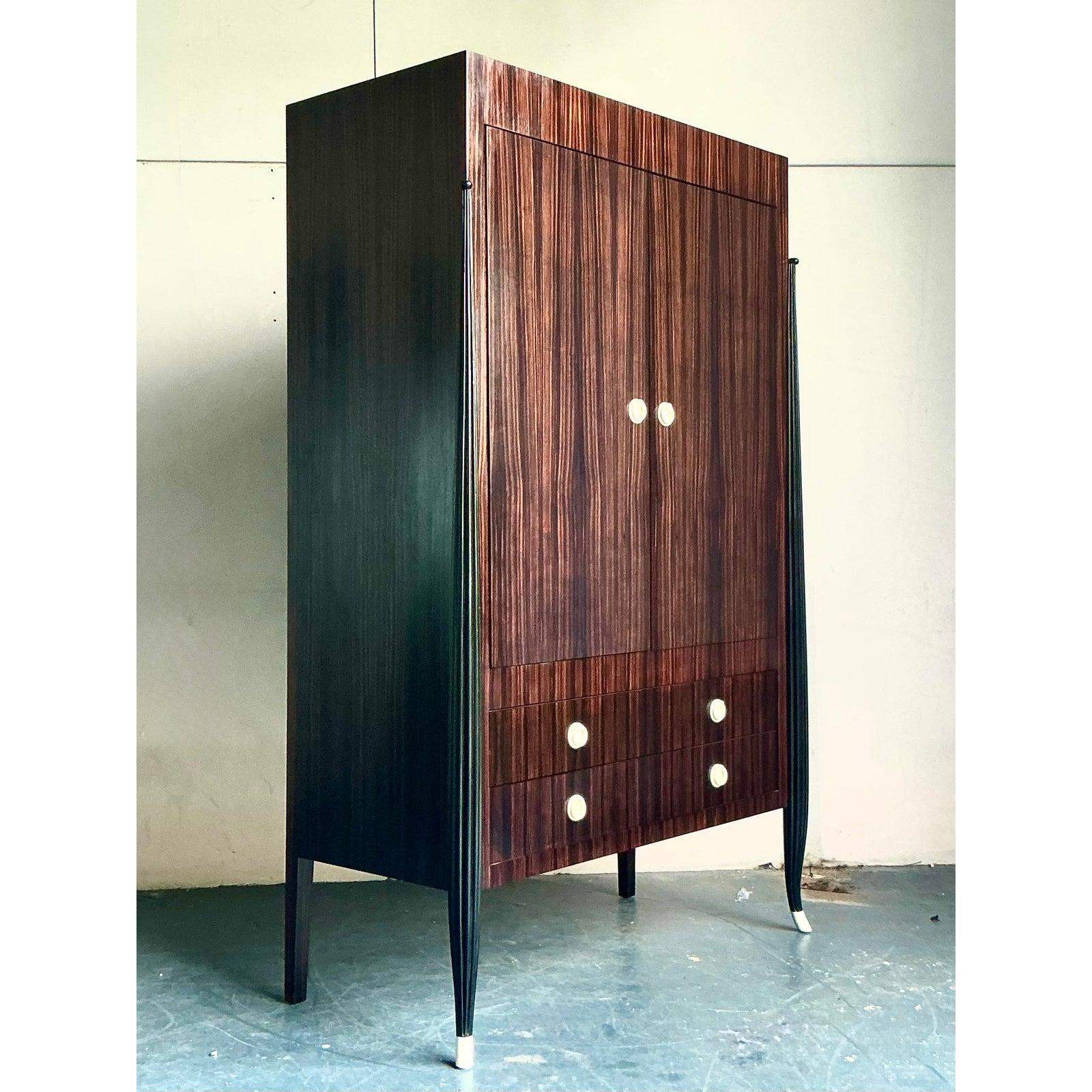 Vintage Boho Custom v. Rossi Zebra Wood Armoire (amerikanisch) im Angebot