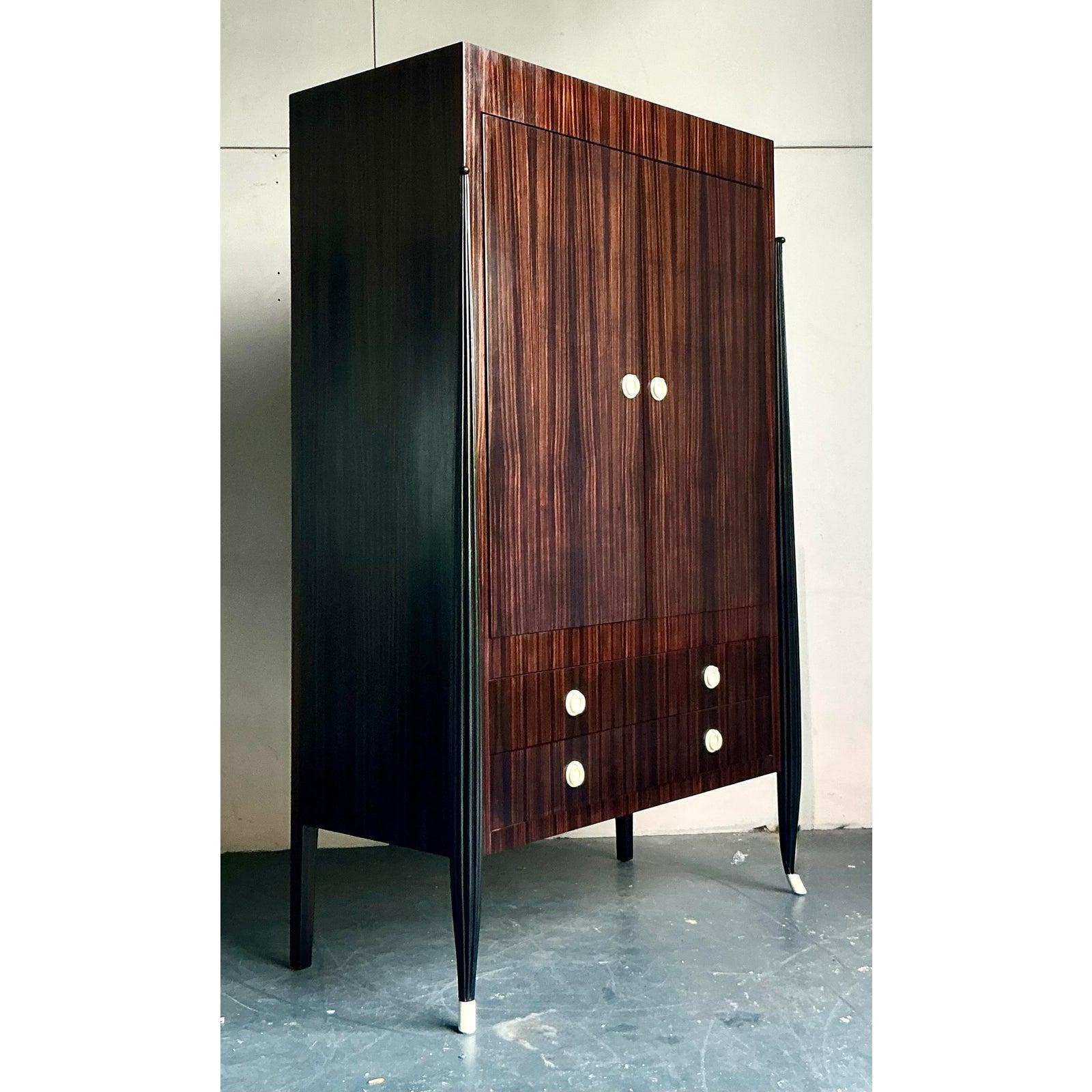 Vintage Boho Custom v. Rossi Zebra Wood Armoire im Zustand „Gut“ im Angebot in West Palm Beach, FL