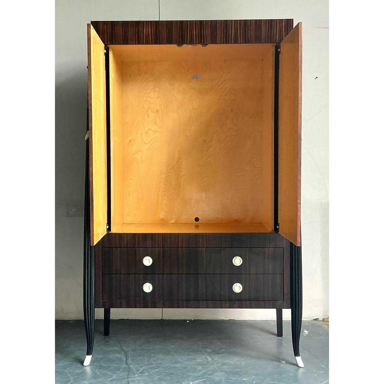 Vintage Boho Custom v. Rossi Zebra Wood Armoire im Angebot 1