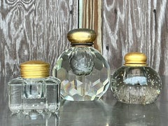 Vintage Boho Cut Glass Inkwells - Set of 3