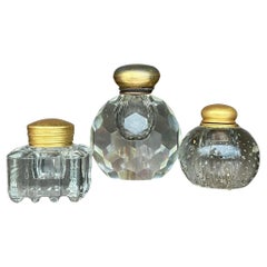 Vintage Boho Cut Glas Tintenfässer - Satz von 3