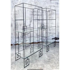 Vintage Boho Deco Wrought Iron Etagere - A Pair