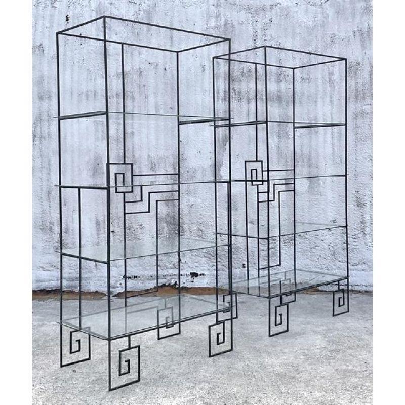 Industriel Etagère Vintage Boho Deco en Fer Forgé - Une Paire en vente