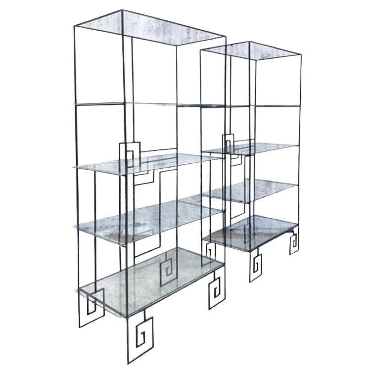Etagere in ferro battuto vintage Boho Deco - una coppia