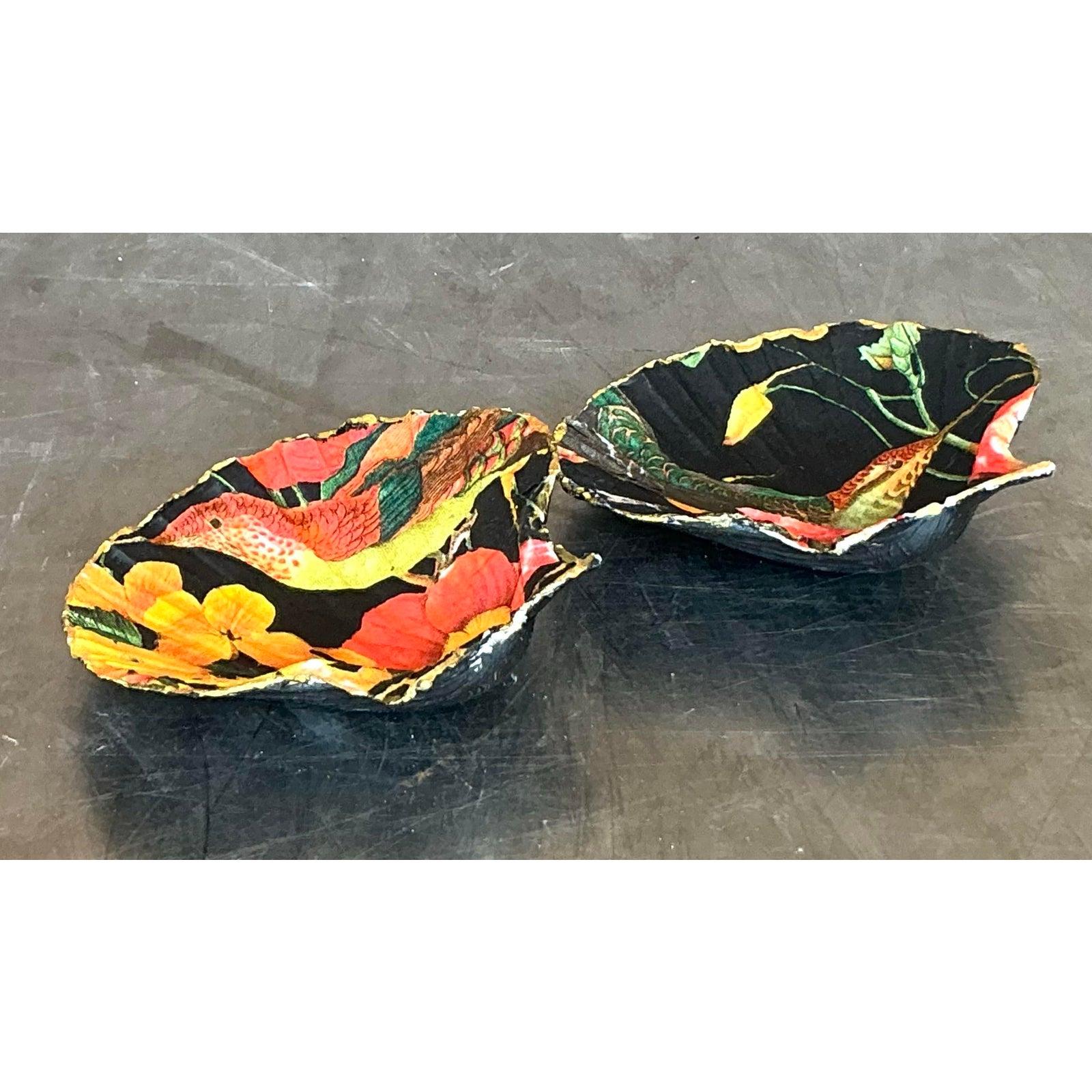 Vintage Boho Decoupage Conchas de ostra - Set de 2 Caparazón en venta