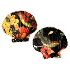 Vintage Boho Decoupage Austernschalen - Satz von 2