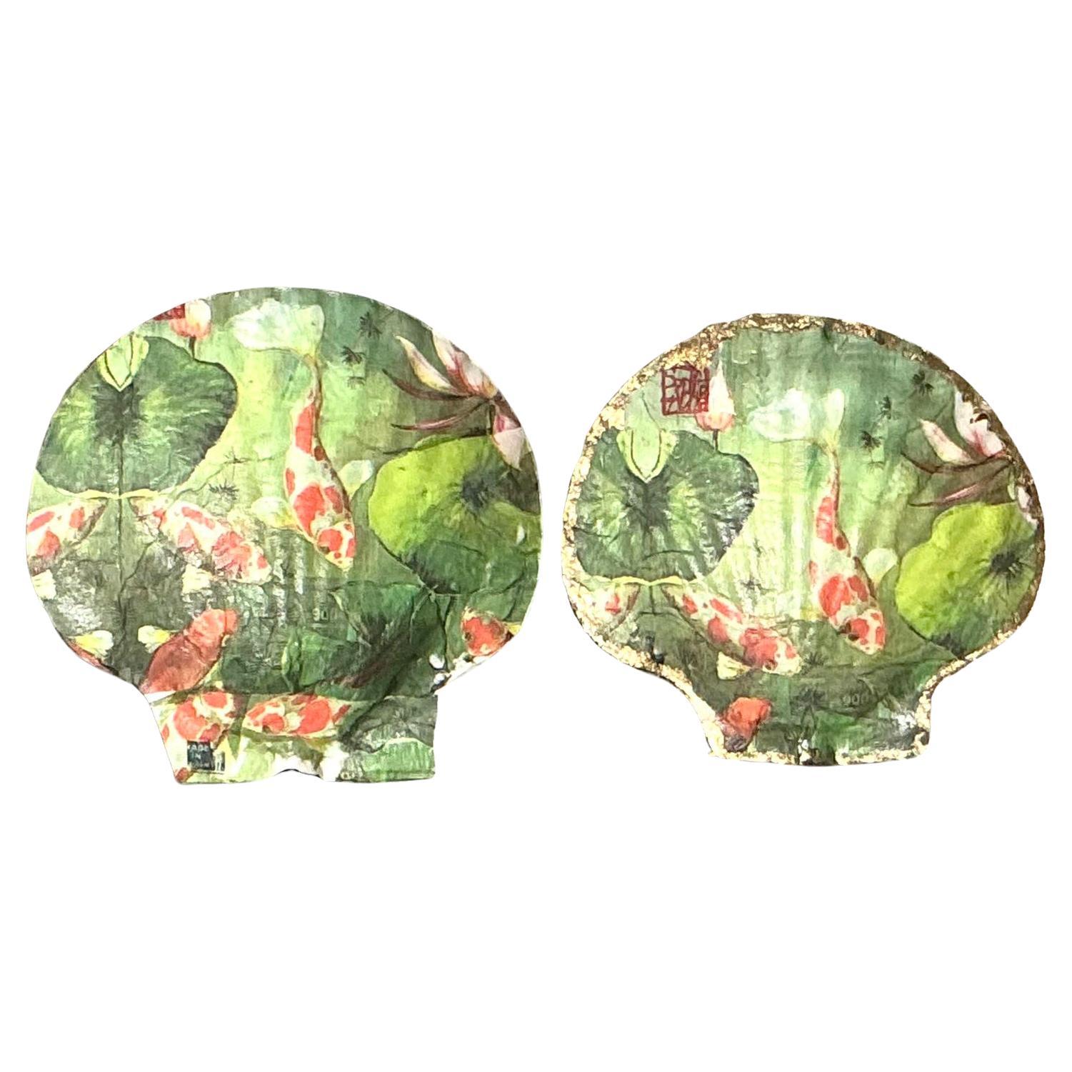 Vintage Boho Decoupage Shells - Set of 2