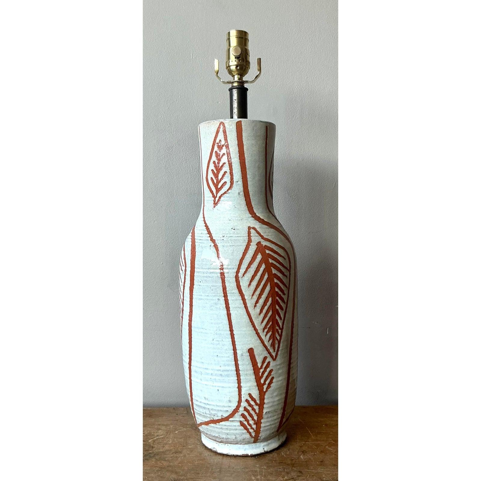 Mid-Century Modern Lampe Vintage Boho Design Technics en céramique émaillée en vente