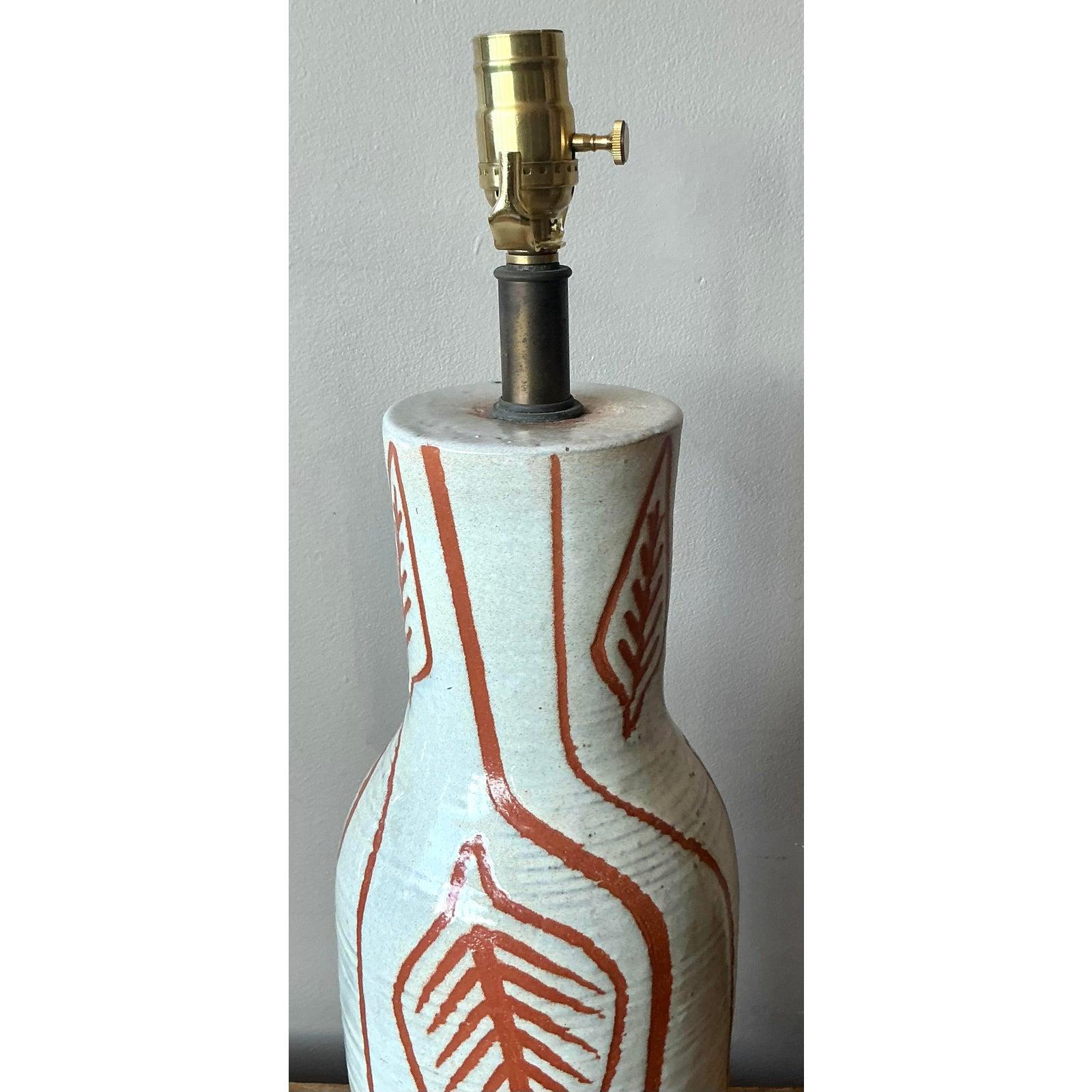 Américain Lampe Vintage Boho Design Technics en céramique émaillée en vente