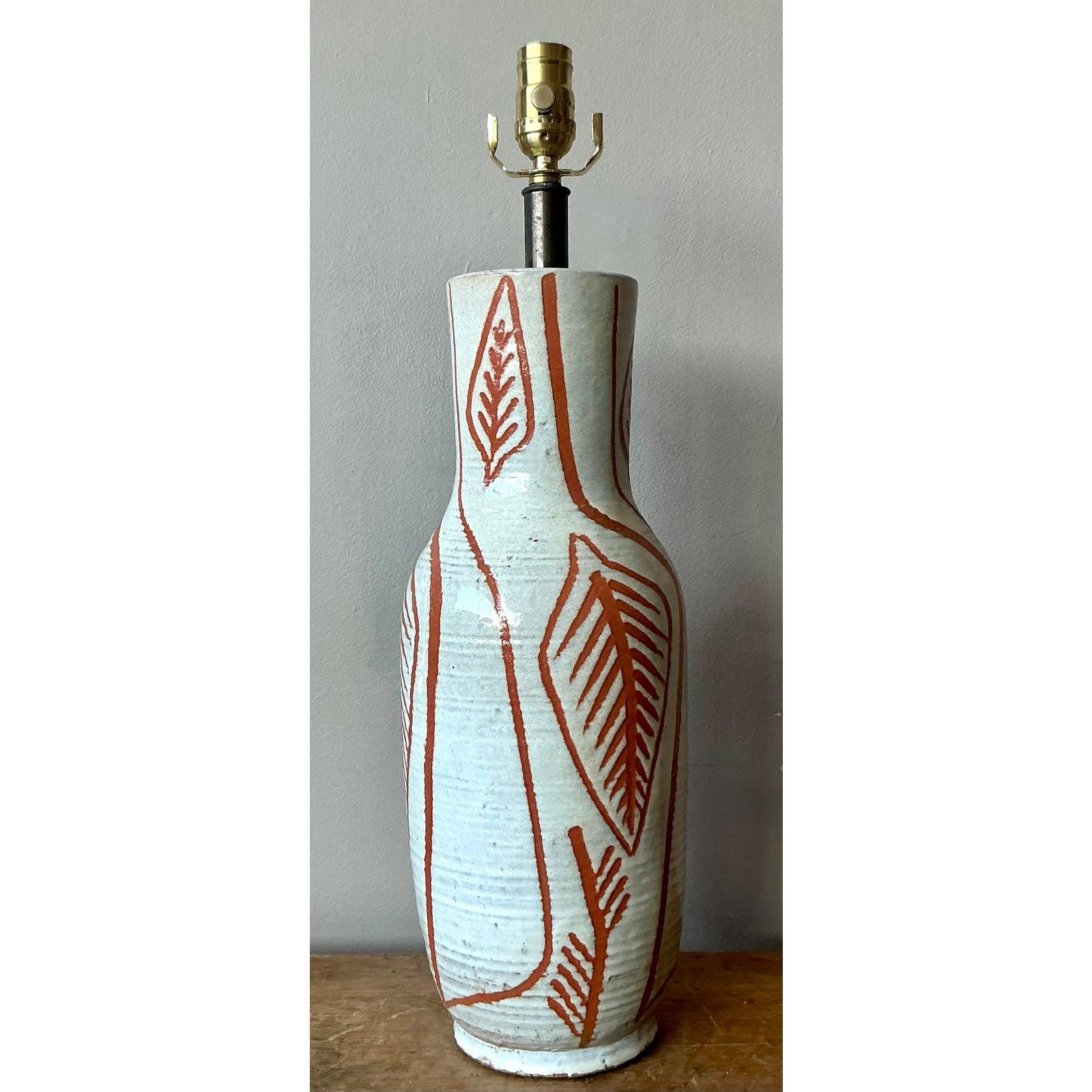 20ième siècle Lampe Vintage Boho Design Technics en céramique émaillée en vente