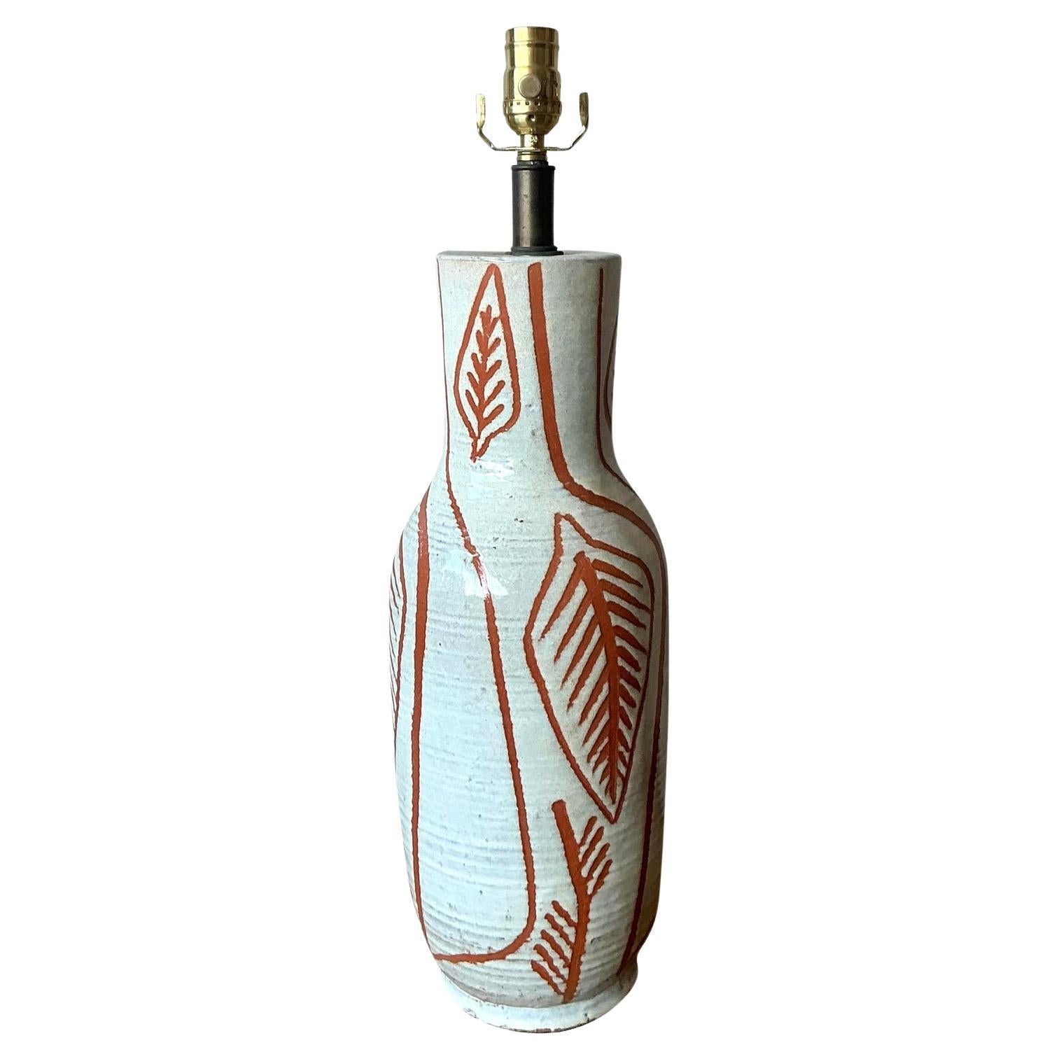 Vintage Boho Design Technics Glazed Ceramic Lamp