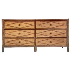 Vintage Boho Diamond Tortoise Bamboo Dresser