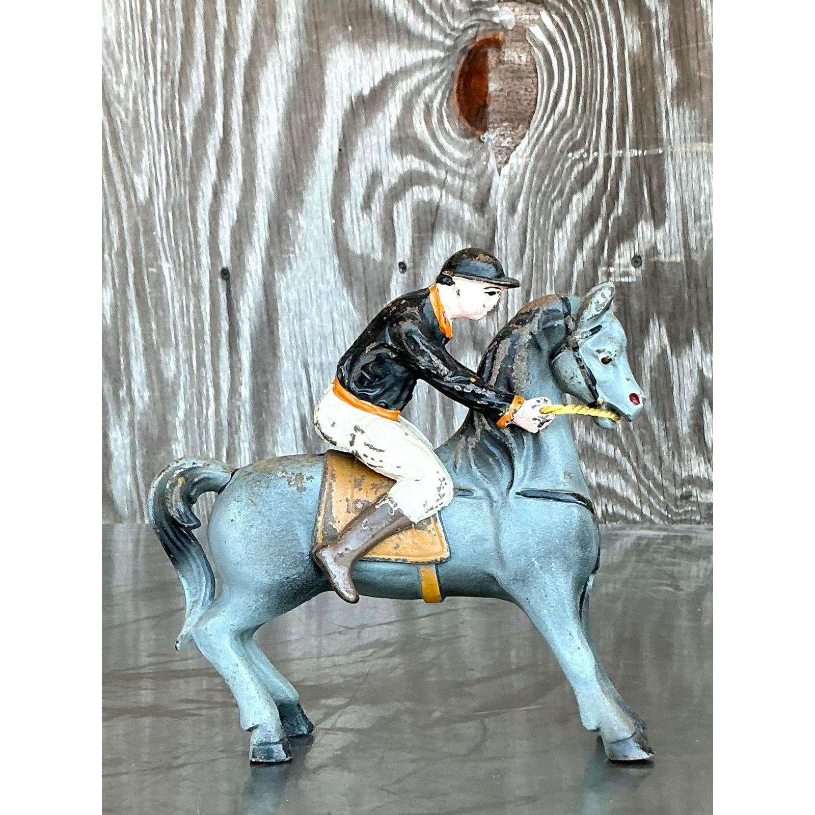 XX secolo Cavaliere a cavallo in ferro battuto vintage Boho Diecast in vendita