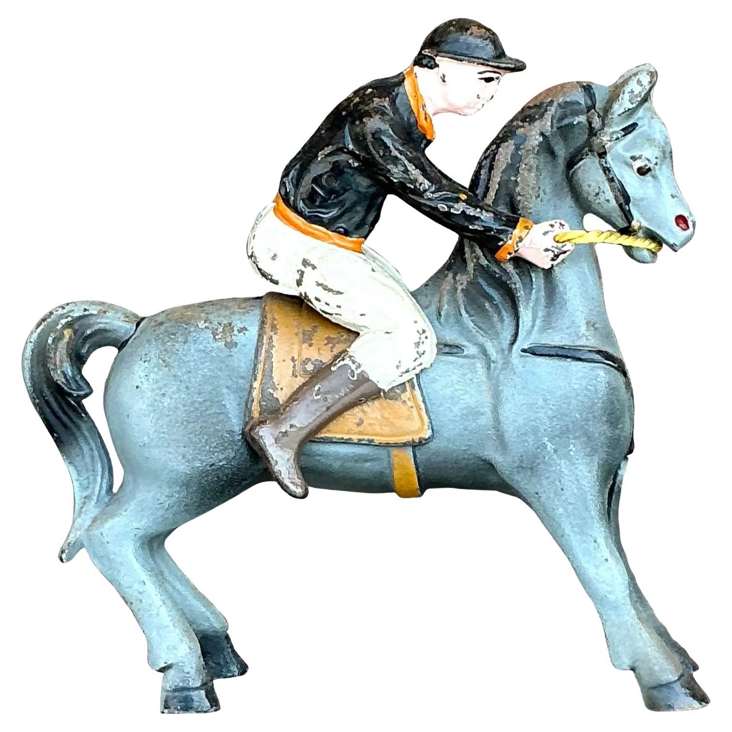 Vintage Boho Diecast Wrought Iron Rider on Horseback
