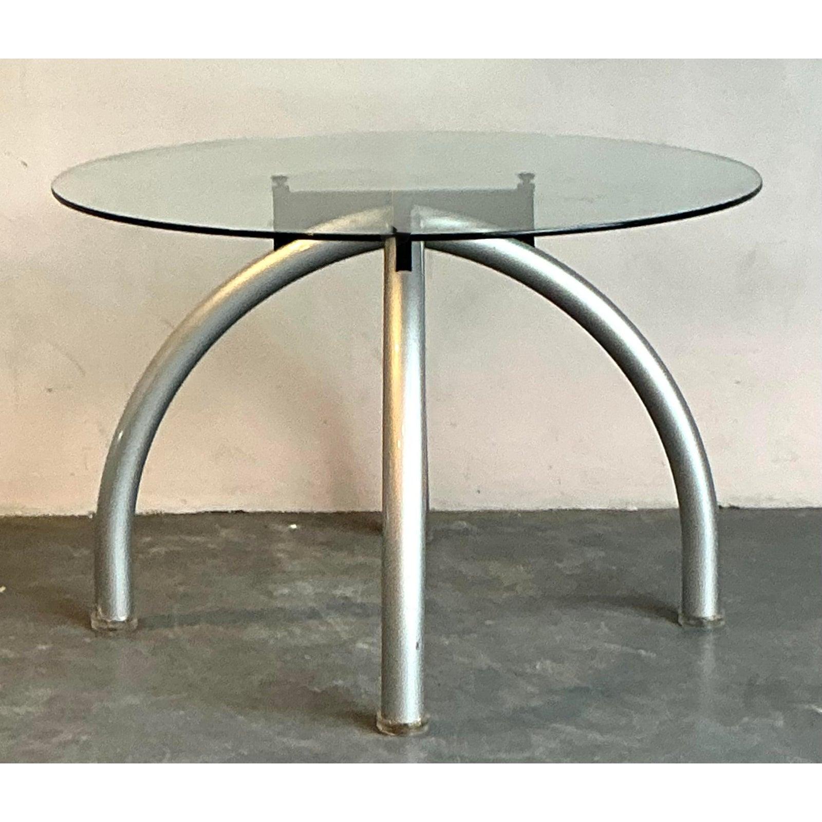Metal Vintage Boho Dining Table After Ettore Sottsas For Sale